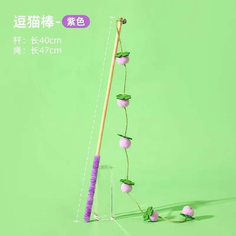 풍성한 작은 포도 고양이 놀리는 막대기