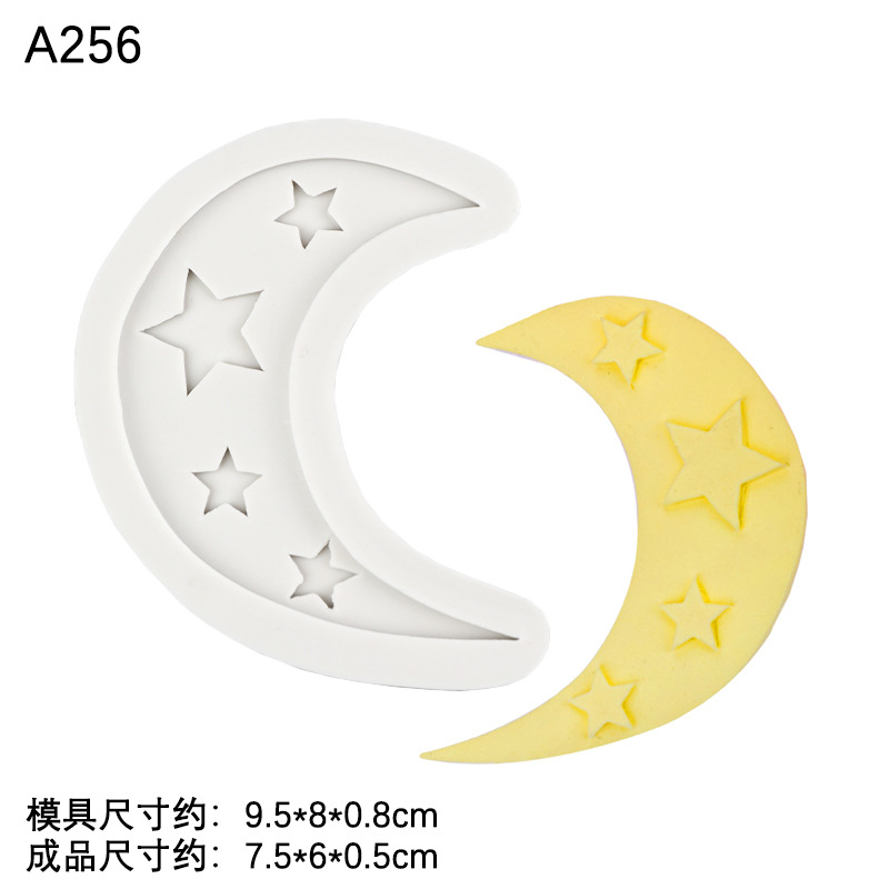 Luna estrella Lollipop molde de silicona para hornear decoración Fondant chocolate arcilla cerámica suave Accesorios