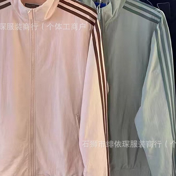 High-end version~Three-stripe spring new American retro color-blocking stand-up collar jacket baseball coat unisex