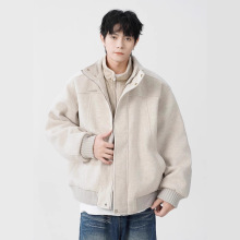 美式假两件毛呢棉衣外套男冬季潮加厚设计感棉服痞帅防寒保暖夹克