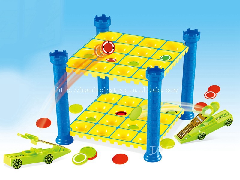 双层投射四环连 桌面双人弹球游戏 弹币四环连 儿童塑料弹珠玩具