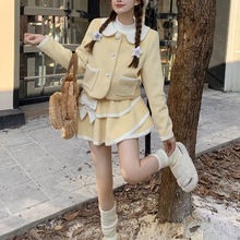 小香风两件套毛呢短款外套女装秋冬季2025新款半身裙套装裙子