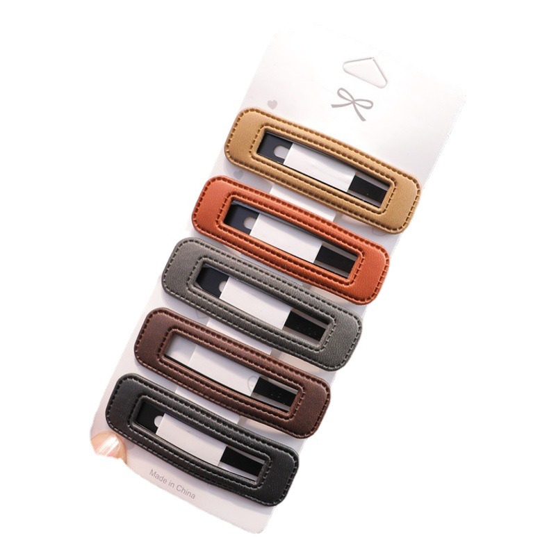 Horquilla clip lateral para niñas clip de pelo roto Tocado rojo neto nuevo color caramelo Bangs clip de cuero horquilla temperamento BB clip