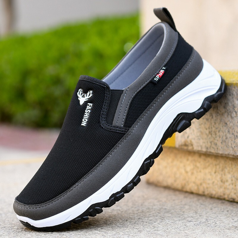 Cross-border Spring and Autumn Middle-aged Dad Slip-on Casual Shoes Mesh Breathable Walking Shoes Soft Sole Shoes Foreign Trade Cloth Shoes