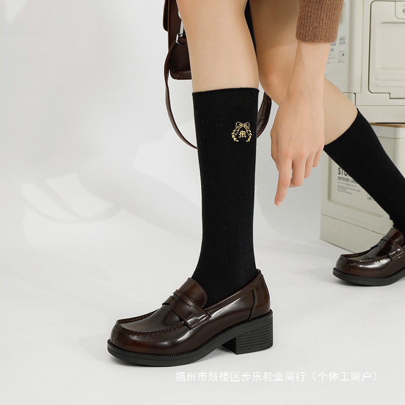 4010小方熊plus棕擦色小皮鞋女jk制服鞋方头高中新款鞋子