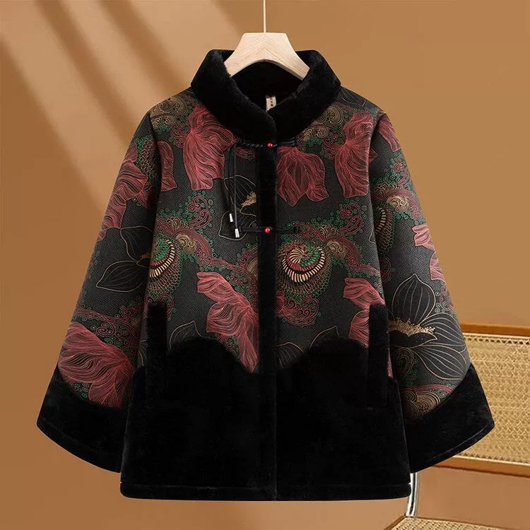 Мама среднего возраста осеннее и зимнее пальто 2024 новый средний и пожилой человек толстый имитационный мех пальто норковый бархат куртка