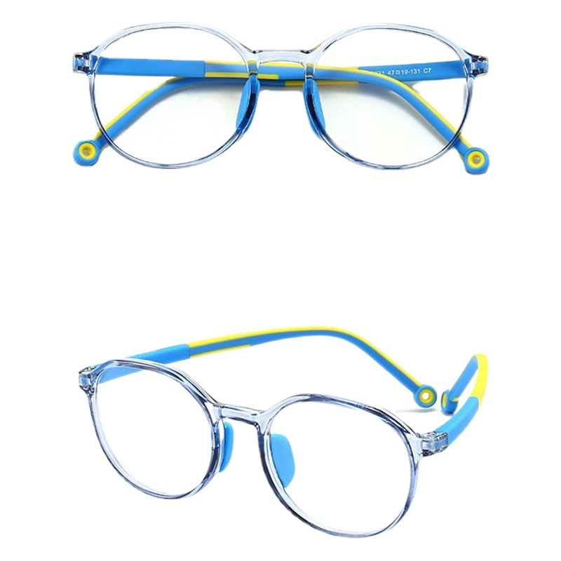 TR90 мужские и женские плоские линзы, круглые очки с защитой от синего света, детские очки могут быть оснащены близорукостью 2231