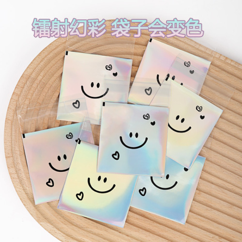 Snowflake Crispy Cookies Packaging Bag Laser Bag Cute Self-Sealing Adhesive Bag Transparent Cookie Bag Small Size