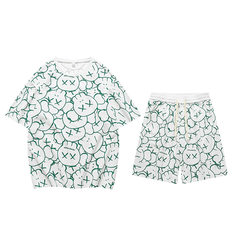 Herrenbekleidung Grenzüberschreitende Sommer-Freizeitanzüge für Männer und Frauen, lockere Sportshorts und kurze Ärmel, ein Set passender, hübscher Paarkleidung_voghion.com