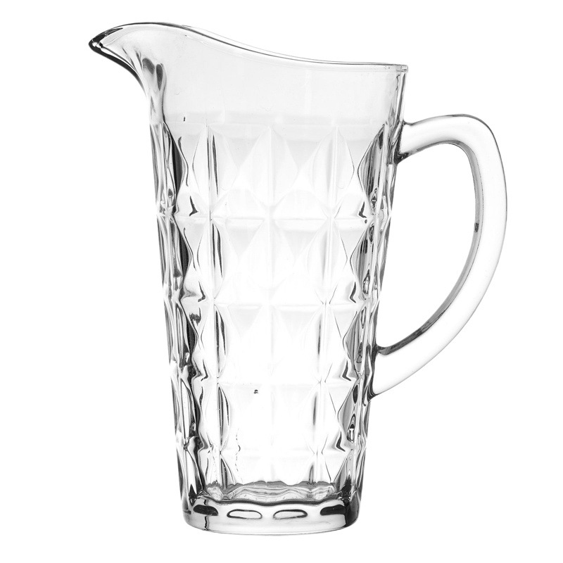 Conjunto completo hogar vidrio botella de agua fría taza de agua con mango traje ámbar diamante patrón retro cristal conjunto de agua
