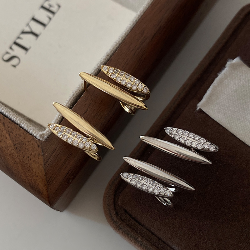 Línea de metal pendientes de doble capa Corea del Sur personalidad simple estilo frío joyería del oído exquisita Luz de lujo de alto grado para las mujeres image 3