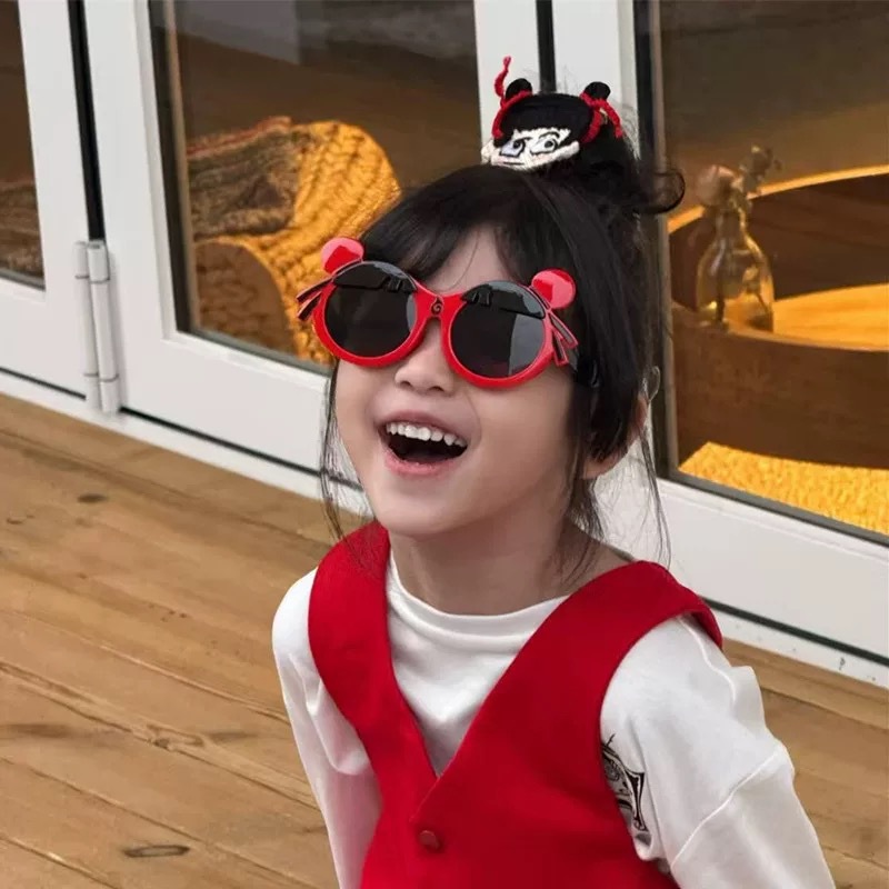 Lentes de Sol Infantiles de Dibujos Animados Marco de PC y Lentes de AC Protección UV400 para Protección Solar y Viajes