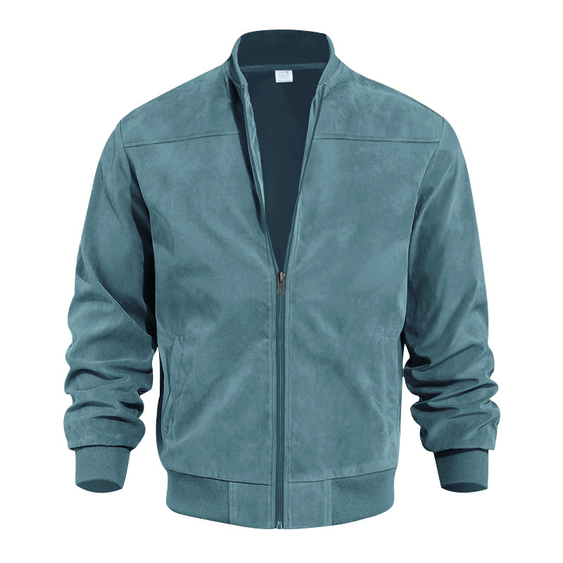 Herbst wildleder einfarbig reißverschluss lässig langarm strickjacke jacke männer_voghion.com