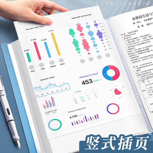 Storage book information book folder a4 transparent multi-layer insert paper book large capacity test paper bag collection book box painting