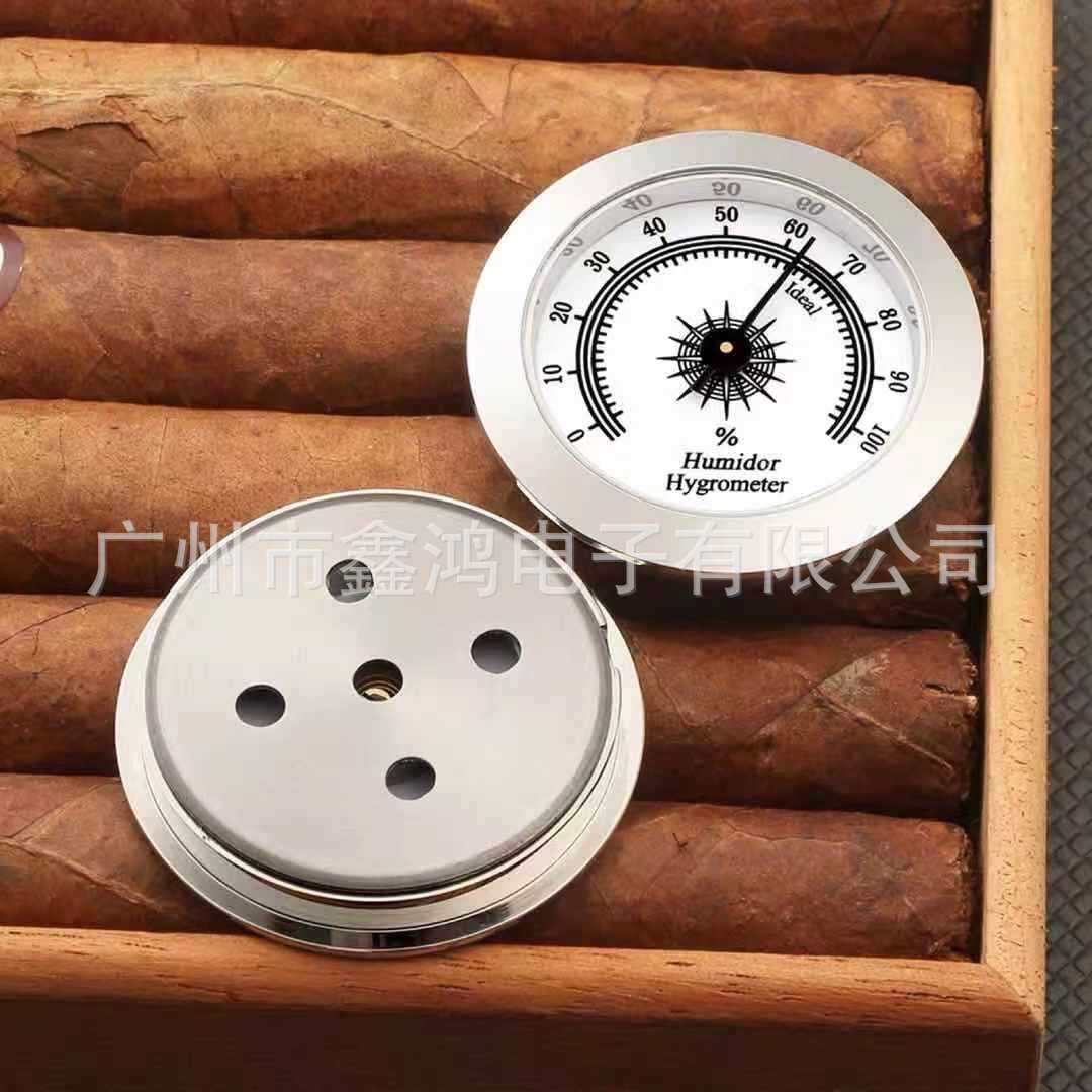 50mm金银色乐器箱包湿度计镶嵌式雪茄盒保湿盒湿度表指针式湿度计
