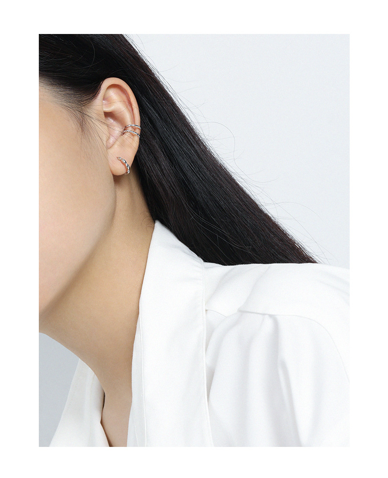 Stone-Free Inlay Material Hoop Earrings Classification 925 Sterling Silver Solid Color Hoop Earrings