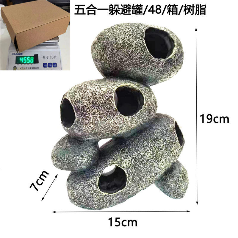 Pecera paisajismo mini loro peces escondite agujero decoración de resina acuario escondite casa cíclidos cría de peces olla Camarón casa