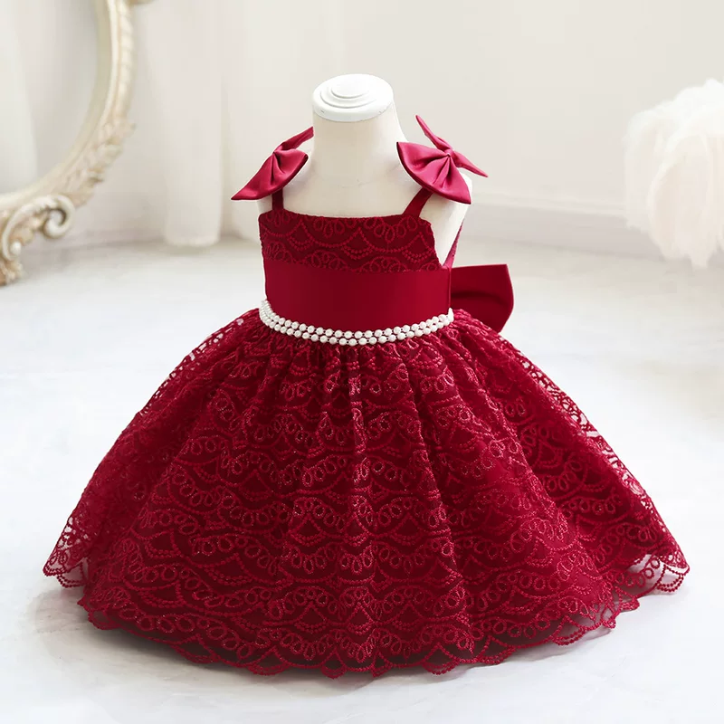 Children's small princess costume with bow, wedding dress, European style, lifting effect, Birthday gift
