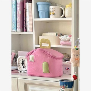 New Ins Style Large Capacity Cosmetic Bag Milk House Fun Portable Travel Satchel Zipper Cosmetics Bag House Bag