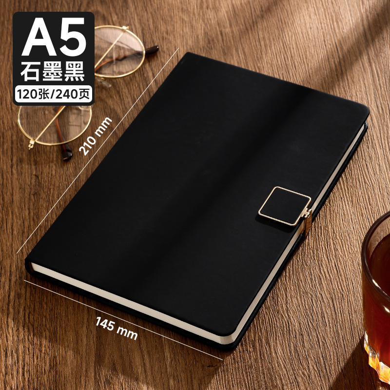 Cuaderno de portátil a5 puede imprimir logotipo DZ engrosado hebilla de escritorio de negocios grabación simple y exquisita superficie de cuero