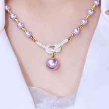 跨境法式珠款满钻蝴蝶结吊坠项链精致时尚锁骨链轻奢高级感颈链女