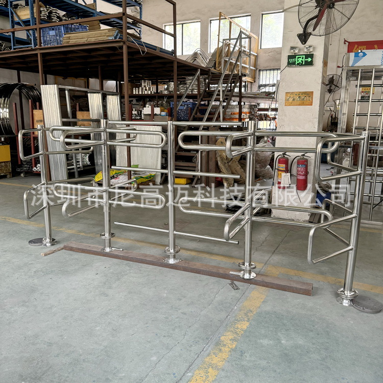 机场食堂不锈钢手动转闸超市人行通道闸 立柱式单向转闸十字转闸