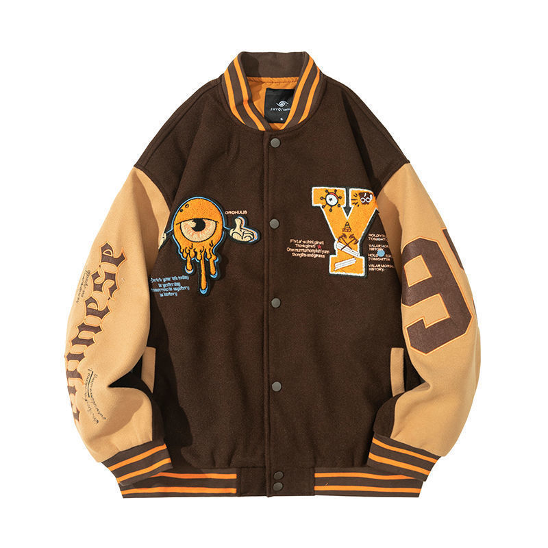 Vintage renande ögonglobsbomber för män och kvinnor vår och höst hip hop lös pilotjacka par jacka_voghion.com