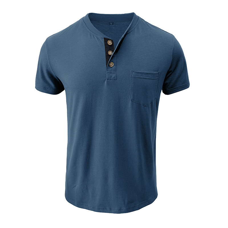 T-shirt henley uomo maniche corte top casual estivo girocollo_voghion.com