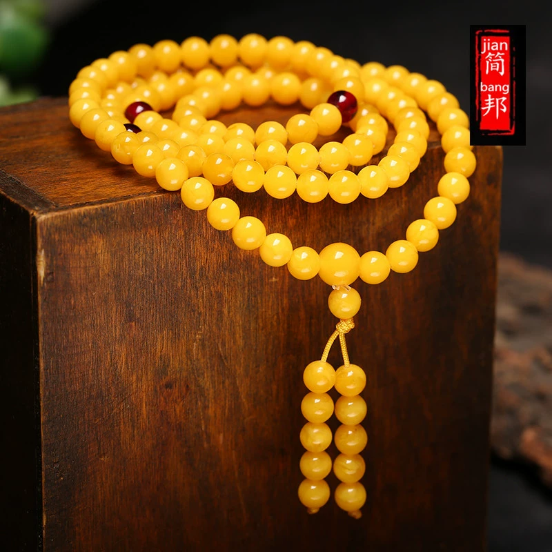 Распродажа браслет из Балтийского пчелиного воска 108 ожерелье из бусин старое Медовое куриное масло желтый мужской пчелиный воск Женская Янтарная рука
