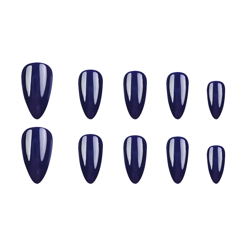 Comercio exterior más venta simple color sólido manicure azul marino profundo temperamento desgaste de uñas 28 piezas de parche de uñas falsas