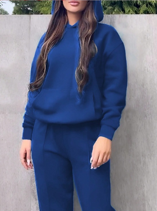 Women's Autumn Winter Hooded Sweatshirt And Straight Leg Pants Set Plus Size Clothing Popular_ecoleips.com