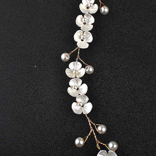 Bridal headdress, wedding accessories, pearl three-petal flower handmade soft headdress, forest style fairy hair hoop, wedding dress, hair accessories