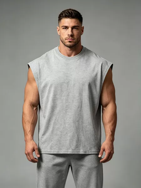 Cross-Border European and American Quick-Drying Cotton Sports Fitness Sleeveless Vest Men's Solid Color Round Neck Casual Training Vest Top