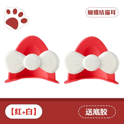 Motosiklet dəbilqələri — Car Motorcycle Decoration Accessories - cat-ear-bow-red-white-comes-with-traceless-glue