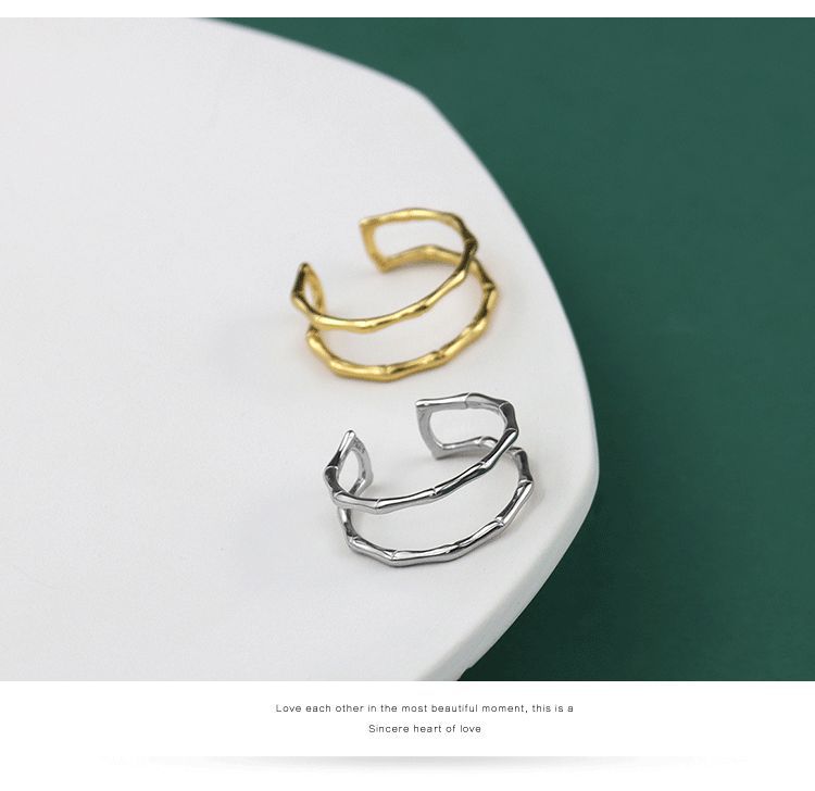 Fashion bamboo ring female double hollow creative simple fashion open ringpicture1