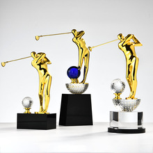 创意水晶金属高尔夫球比赛冠亚季奖杯免费设计刻字纪念品新款颁奖