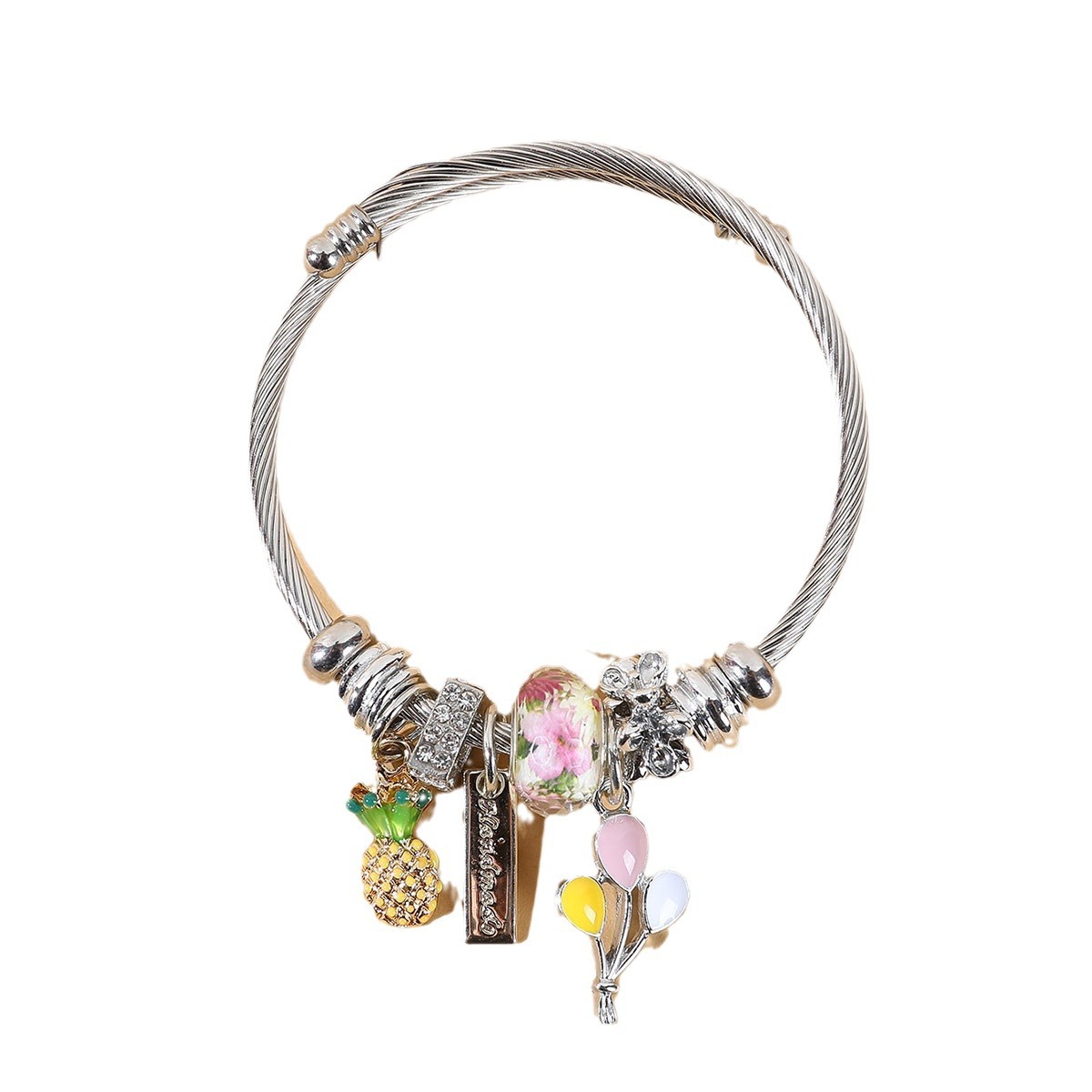 OMEDORA creativo multi-elemento piña colgante ajustable pulsera aleación goteo accesorios de pulsera plateada image 6