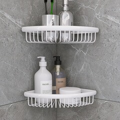 European-style full-copper bathroom storage basket, net basket, corner basket, double-layered thick triangular basket, storage rack