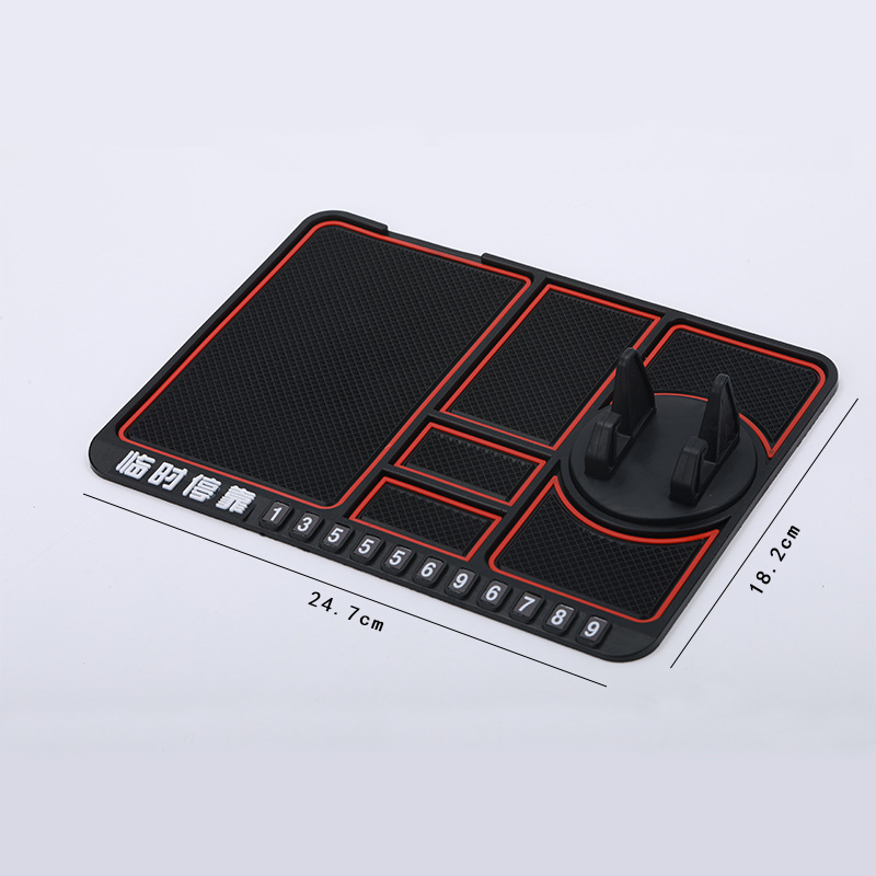 Car multifunctional anti-slip mat Creative storage mat Car temporary parking sign Rotating mobile phone holder 4-in-1