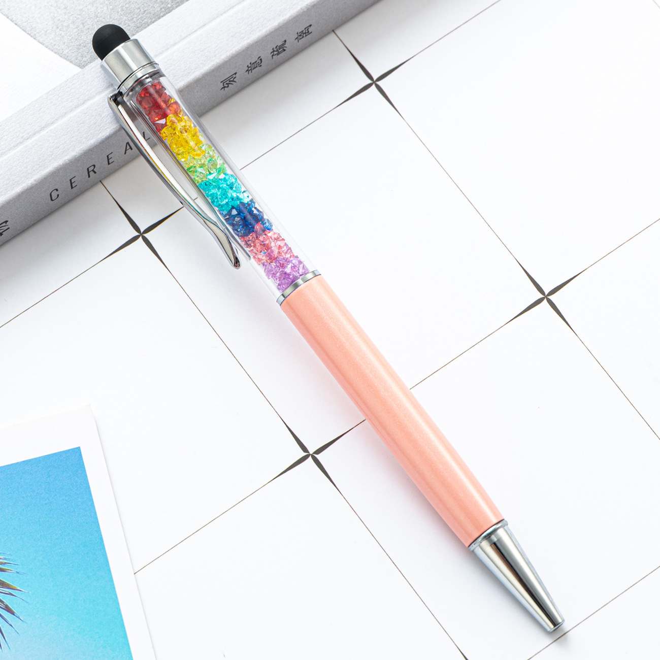 Corea del Sur creativo nuevo arco iris negro lápiz táctil lápiz táctil con pantalla de capacitancia para teléfonos móviles escritos a mano en stock