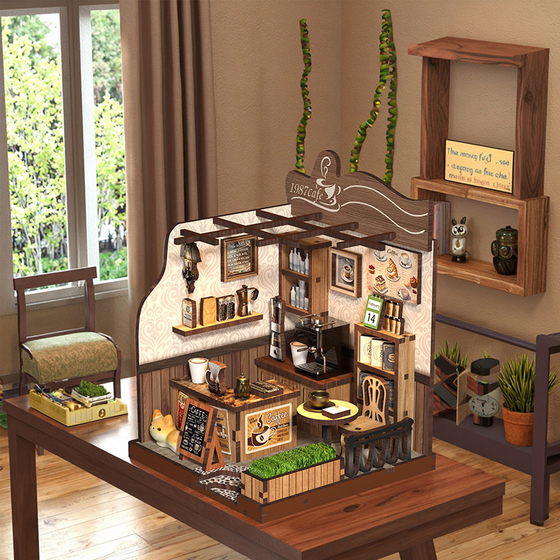 Cross-border DIY Cottage Country Coffee House 3D Assembly Building Model Exquisite Toy Gift Miniature House Decoration Cross-border DIY Cottage Country Coffee House 3D Assembly Building Model Exquisite Toy Gift Miniature House Decoration