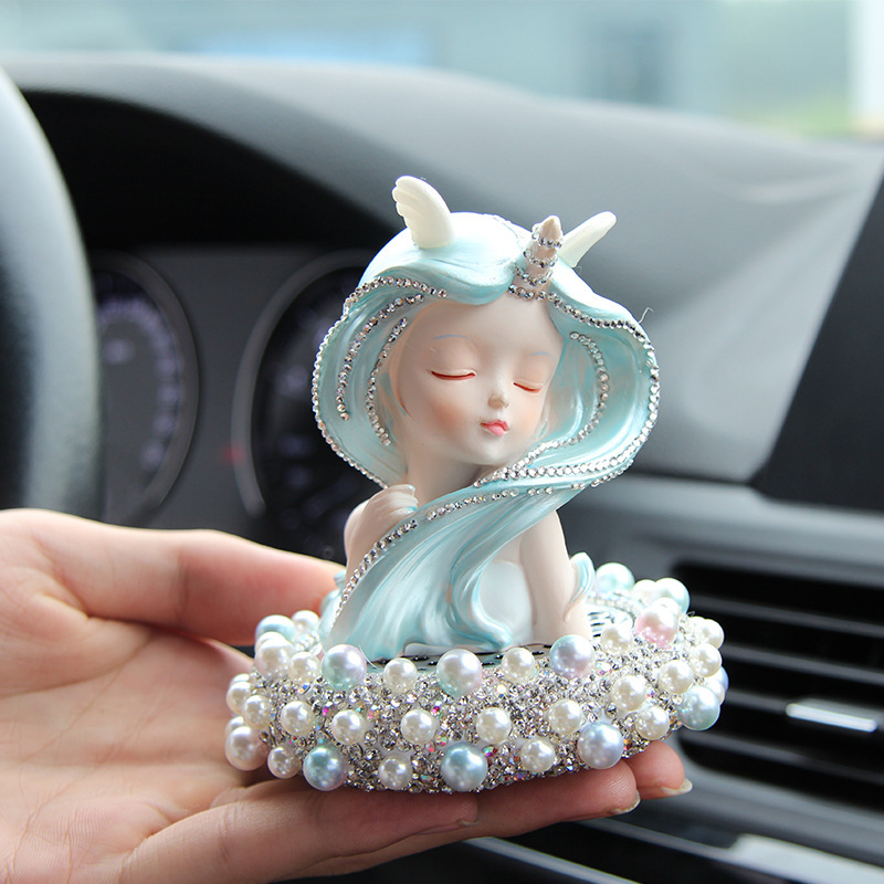 Artículo creativo de la chica del mar adornos de automóviles perfume encantador ángel perfume de automóvil perla base de diamante perfumado perdurable