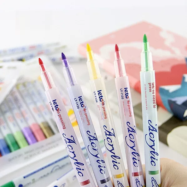 Press-free 6/12 color soft head acrylic marker pen student color graffiti DIY painting hand account waterproof marker pen