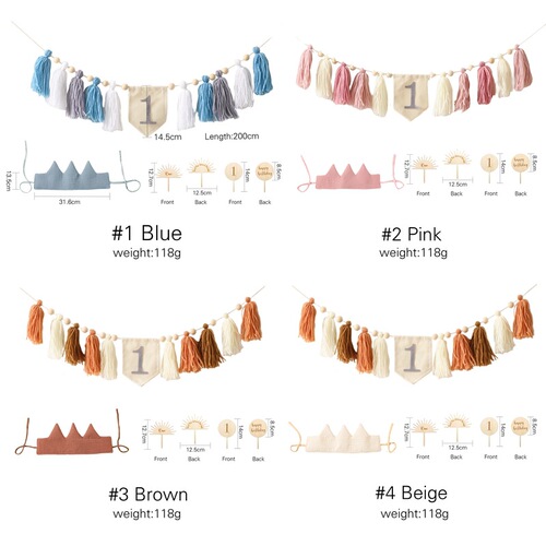 Cross-border Baby Birthday Hat Banner Set Birthday Venue Decoration Props Baby Birthday Memorial Photo Props