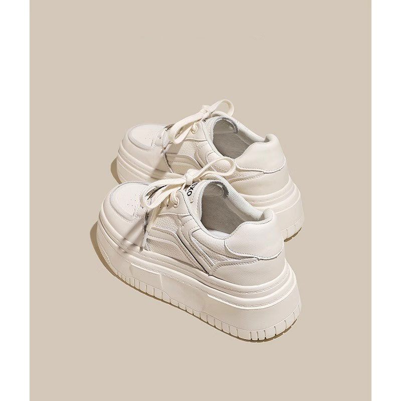 Thick-Soled White Sneakers for Women, 2025 New Spring and Summer Versatile Casual Shoes, Height-Increasing Platform Sneakers for Women