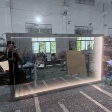 定制led隧道镜家用一体壁挂式ins千层镜现代简约金属边框深渊镜子