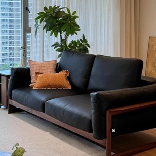 New Chinese Style North American Black Walnut Solid Wood Combination Modern Living Room Small Apartment New Simple Light Luxury Sofa