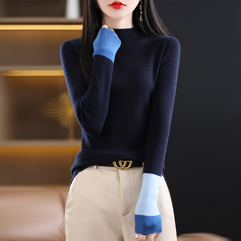 Colored demi-season knitted woolen sweater