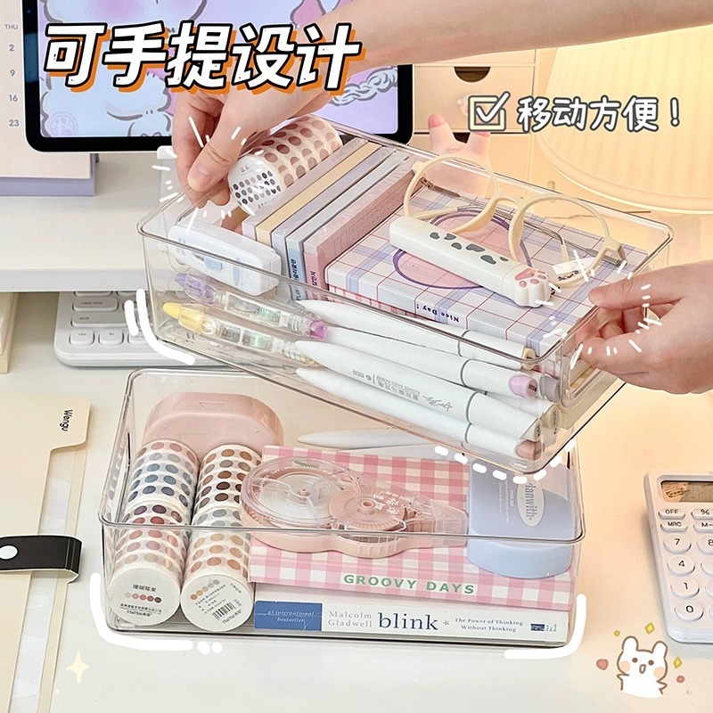 デスクトップ収納ボックスアクリル化粧品透明収納バスケット家庭用キッチン収納ボックス寮整理棚|undefined
