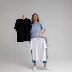100% 綿の丸首の純色の百合tシャツの女性2025春夏の新型の越境欧米の熱い販売の純綿の半袖の上着